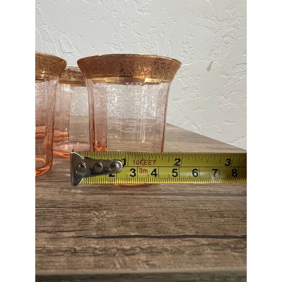 Vintage Tiffin Franciscan Rambler Rose Pink Etched Gold Rim Glasses Set of 6 - Picture 7 of 11